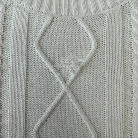 Ricki’s Cable Knit Sweater Boat Neck Cotton Pullover Ivory Size Small - Picture 8 of 14